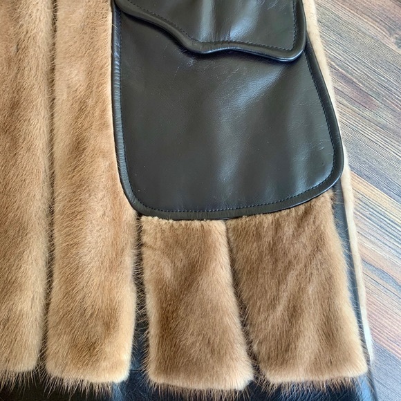 Vintage Mink Fur Coat with Leather Accents Sz S - Picture 4 of 6